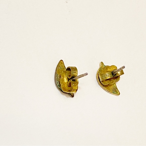 Vintage Earrings - Small leaf bronzy gold minimal - Picture 4 of 8